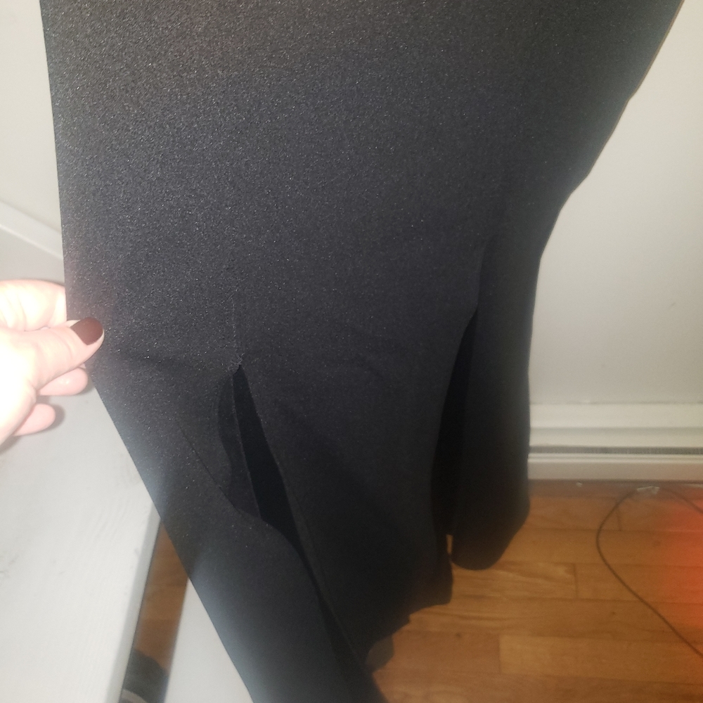 ABS Allen Schwartz Black Crepe Gown L - Picture 8 of 13
